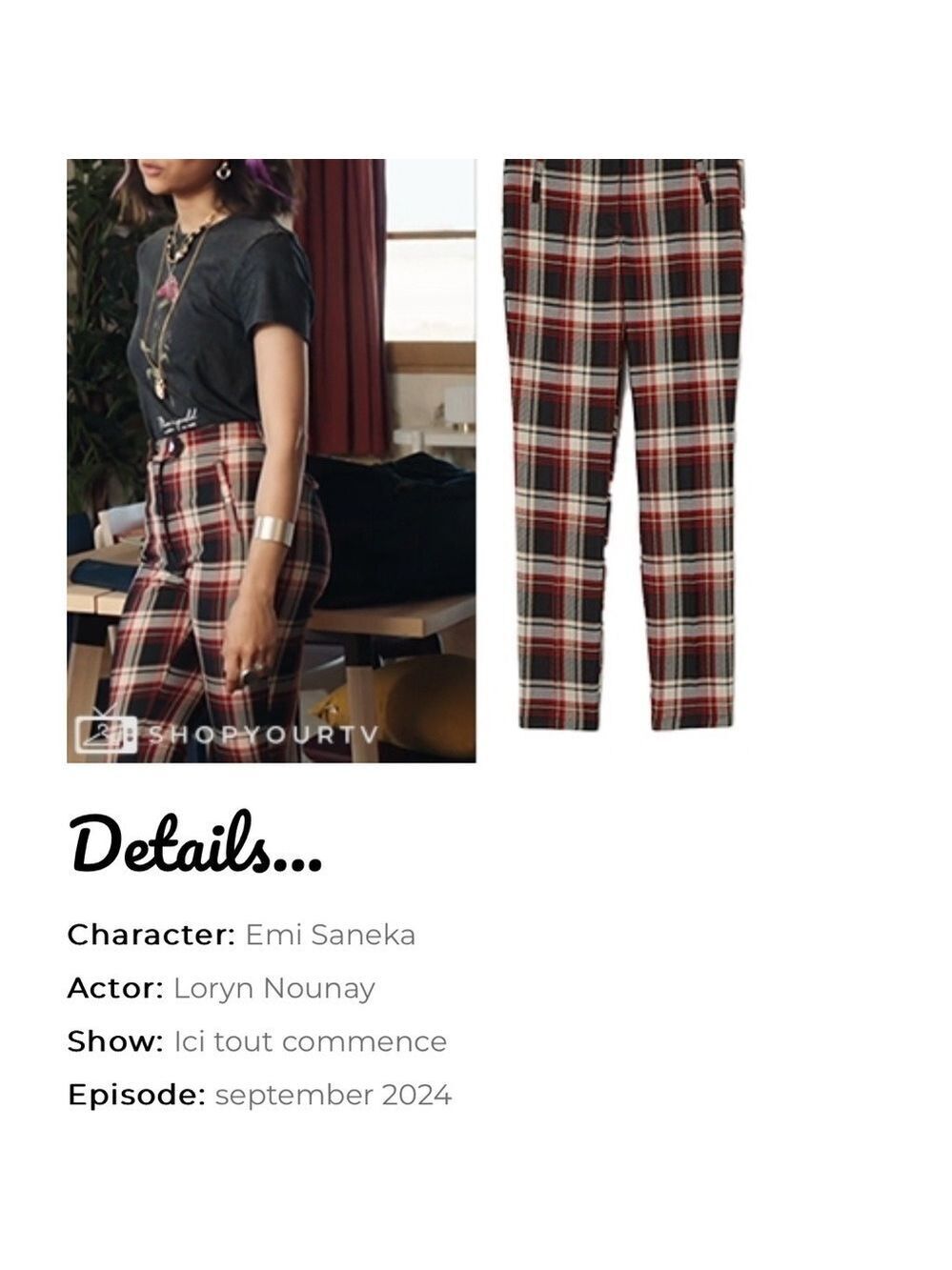 H&M red black tartan plaid check high rise twill ankle pants Sz 8